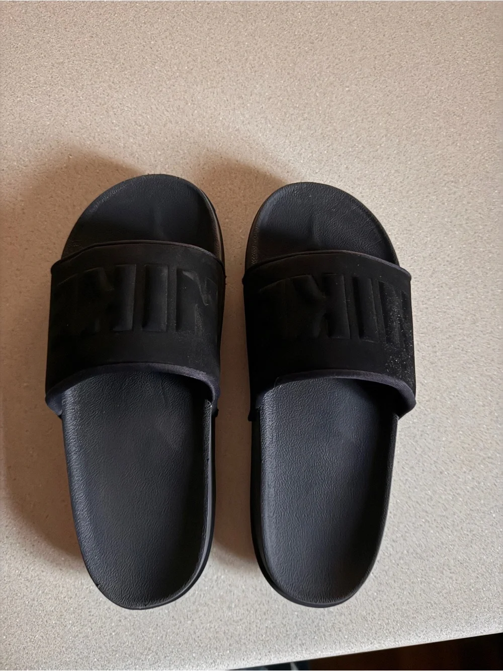 Nike Matte Black Embossed Logo Slide Sandals
